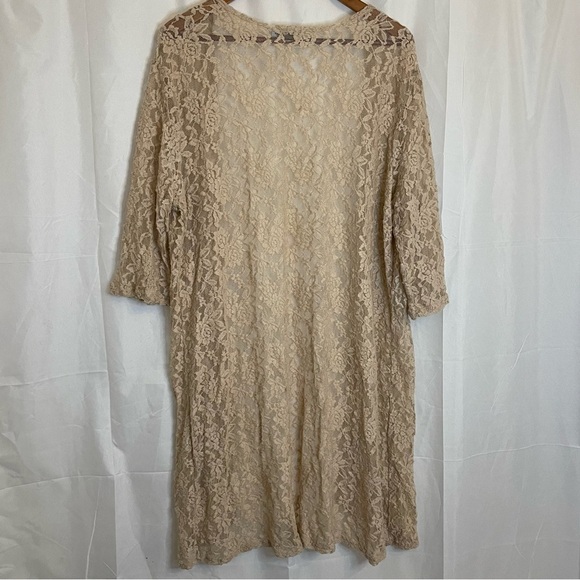 DOUBLE TAKE Women’s Tan Nude Lacy Sheer Kimono Cardigan Robe One Size - Picture 9 of 13